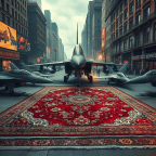 Politshow mit Teppich und Kampfjets